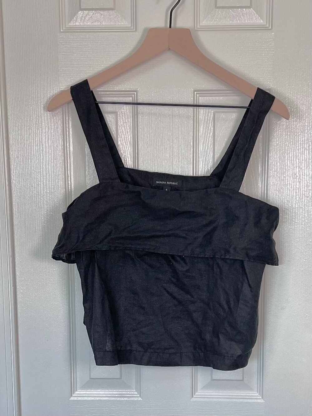 Banana Republic 100% Linen Cropped Tank Black Size S